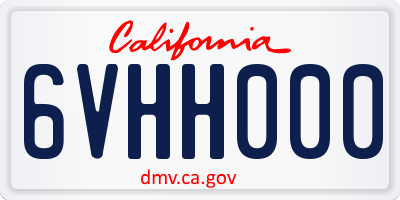 CA license plate 6VHH000