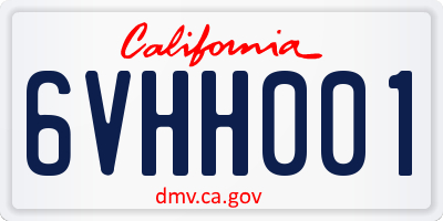 CA license plate 6VHH001
