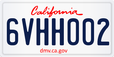 CA license plate 6VHH002