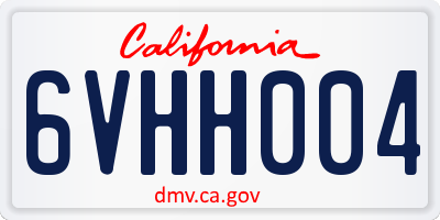 CA license plate 6VHH004