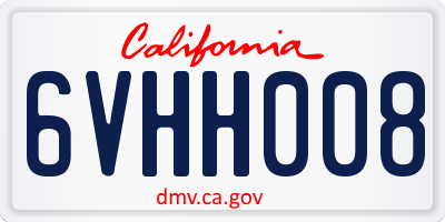 CA license plate 6VHH008