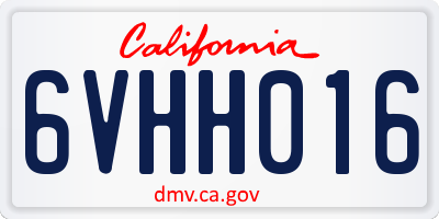 CA license plate 6VHH016