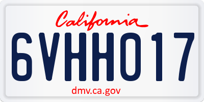 CA license plate 6VHH017
