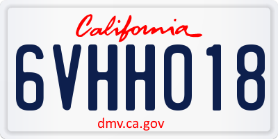 CA license plate 6VHH018
