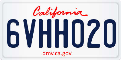 CA license plate 6VHH020