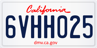 CA license plate 6VHH025
