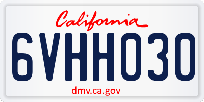 CA license plate 6VHH030
