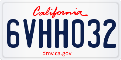 CA license plate 6VHH032