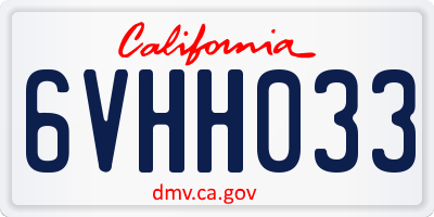 CA license plate 6VHH033