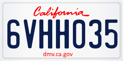 CA license plate 6VHH035