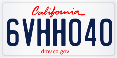 CA license plate 6VHH040