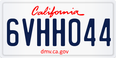 CA license plate 6VHH044