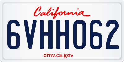 CA license plate 6VHH062