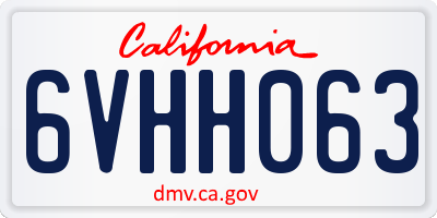 CA license plate 6VHH063