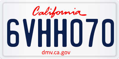 CA license plate 6VHH070