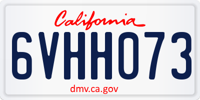 CA license plate 6VHH073