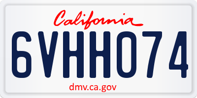 CA license plate 6VHH074