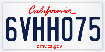 CA license plate 6VHH075