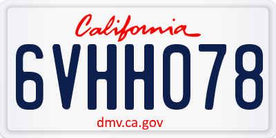 CA license plate 6VHH078