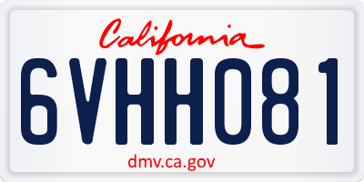 CA license plate 6VHH081