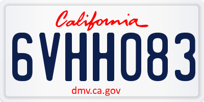 CA license plate 6VHH083