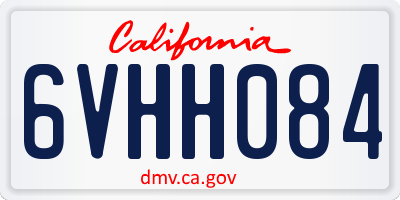 CA license plate 6VHH084