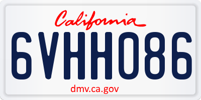 CA license plate 6VHH086