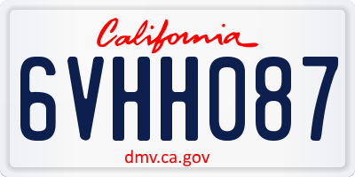 CA license plate 6VHH087