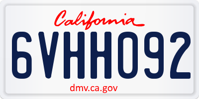 CA license plate 6VHH092