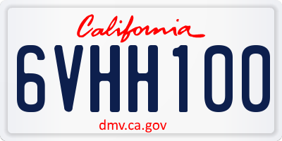 CA license plate 6VHH100