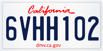CA license plate 6VHH102