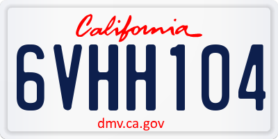 CA license plate 6VHH104