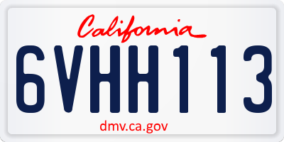 CA license plate 6VHH113