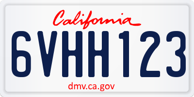 CA license plate 6VHH123