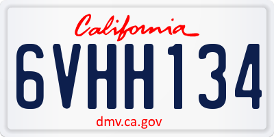 CA license plate 6VHH134