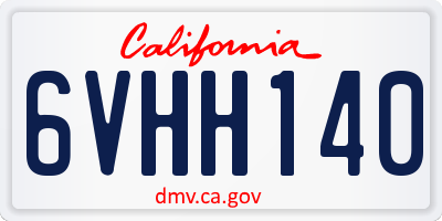 CA license plate 6VHH140