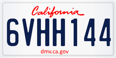 CA license plate 6VHH144