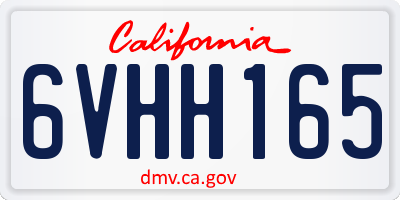 CA license plate 6VHH165