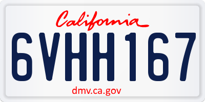 CA license plate 6VHH167