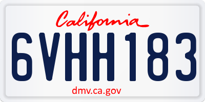 CA license plate 6VHH183