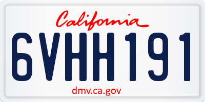 CA license plate 6VHH191