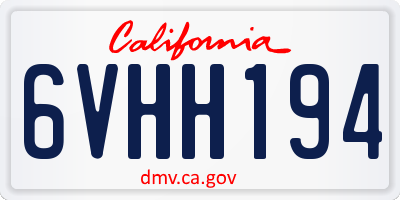 CA license plate 6VHH194