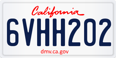 CA license plate 6VHH202