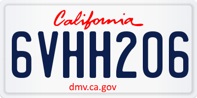 CA license plate 6VHH206