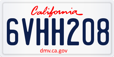 CA license plate 6VHH208