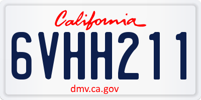 CA license plate 6VHH211
