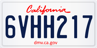CA license plate 6VHH217