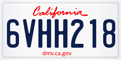 CA license plate 6VHH218