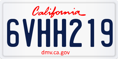 CA license plate 6VHH219