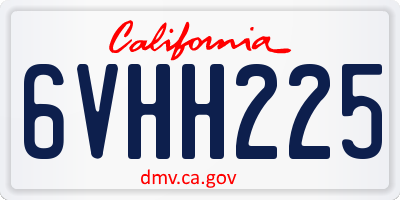 CA license plate 6VHH225